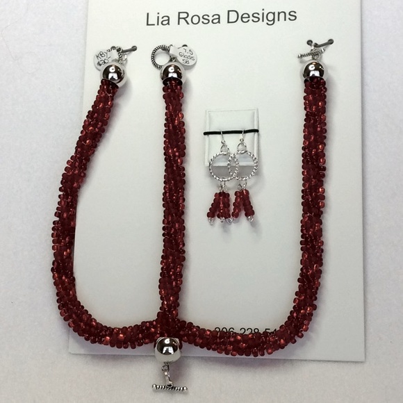FINAL SALE PRICE Shiny Red Lia Rosa Designs Jewelry Set - Picture 1 of 5